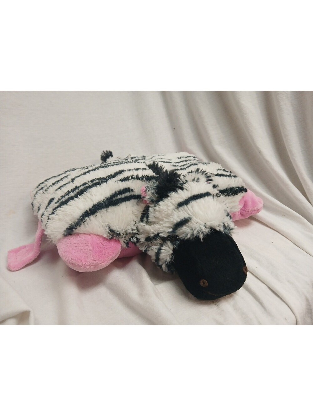 Pillow Pets Pee-Wee Zippity Zebra 11” Animal Plush Retired Black Pink White 2010